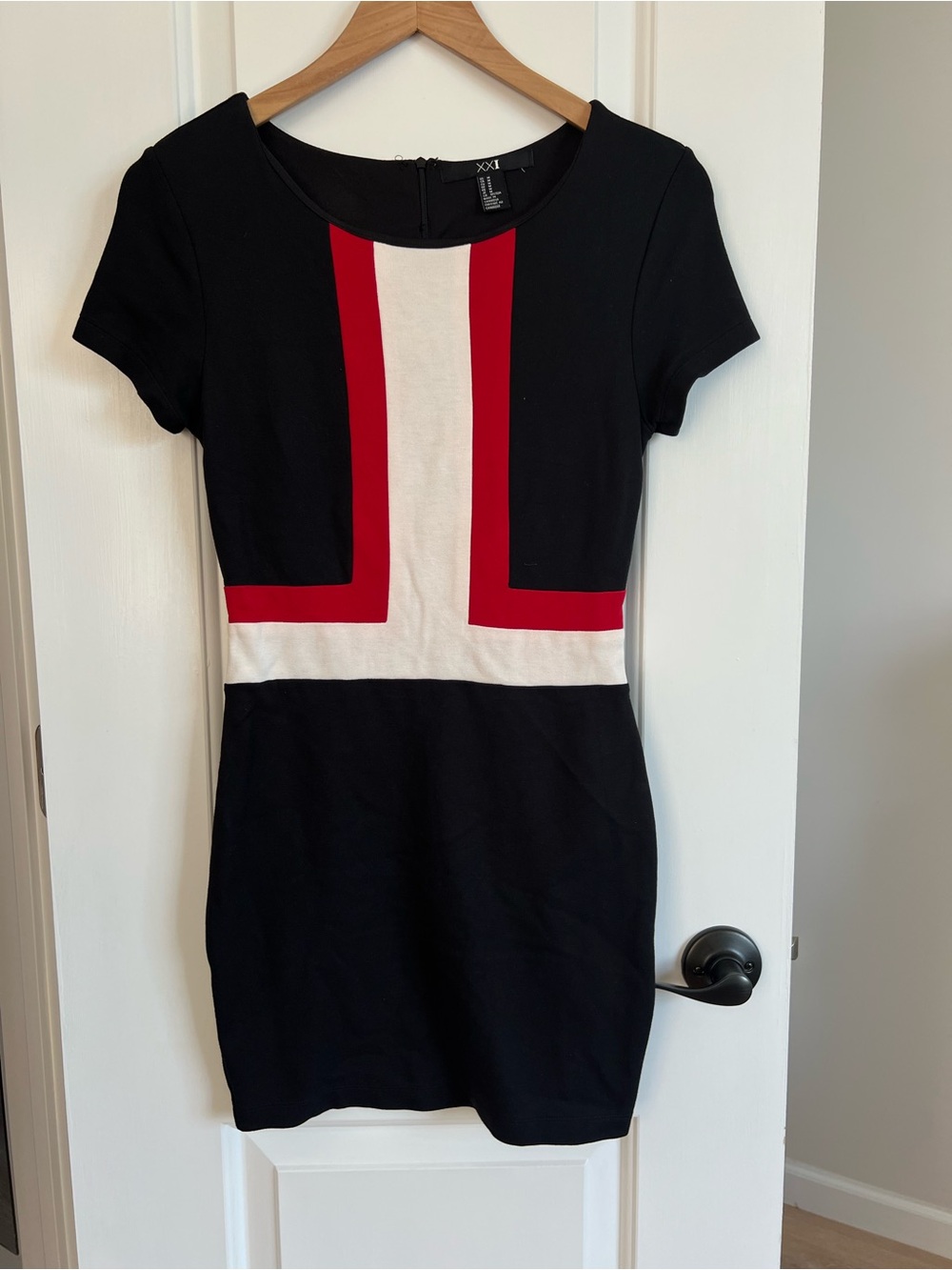 Forever 21 Black Mini Dress with Red and White Front Panels